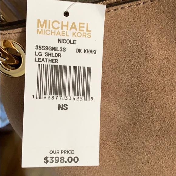 Michael Kors Lg Shoulder Nicole Suede Leather Tan - Picture 6 of 16